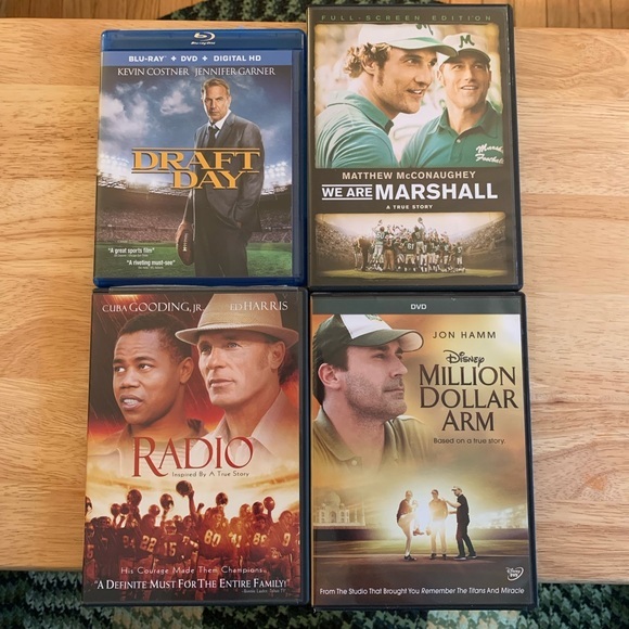 Lot of 4 DVDs Draft Day, We Are Marshall,  Radio, & Million Dollar Arm - Picture 1 of 2